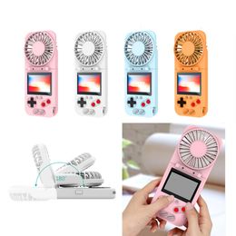 Handheld Fold Fan 5W Game Console Klassieke Retro Portable Games Spelers 2.4inch Kleurenscherm Mini Folding Fans 800mAh USB Opladen Multifunctioneel 2-in-1