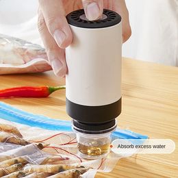 Sellador de vacío de alimentos de mano Máquina de envasado Contenedor de película Sellador USB Envasador de vacío con 5 o 10 piezas Bolsas con cremallera al vacío 240304