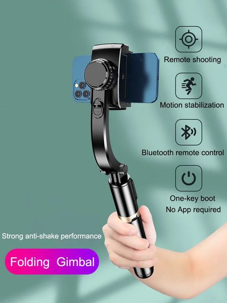 Stabilisateur Bluetooth pour Smartphone à cardan portatif, avec trépied, bâton de selfie pliable pour 240111