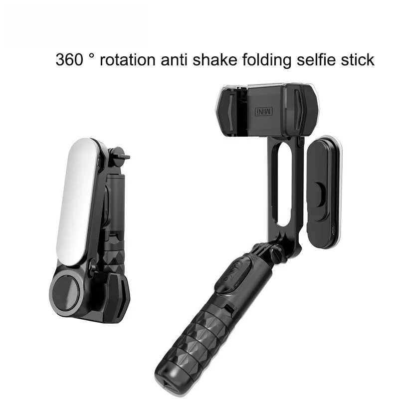 Gimbals portables Rotation à 360 ° Selfie Stick Trépied de stabilisation photo avec éclairage Télécommande sans fil Bluetooth