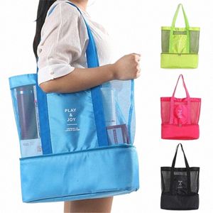 Handheld Lunch Tas Thermische Isolati Zakken Handige Schoudertas Koeler Picknicktas Mesh Strand Tote Voedsel Drank Opslag H7lf #