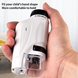 Handheld Microscope Kit Lab LED Light 60x-120X Home School Biologisch wetenschap Educatief speelgoed Gift voor kinderen snelle levering