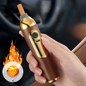 Handheld mini-asbakken USB lichtere anti-roetvliegende draagbare auto asbak hout voor het werken rijgedrag van roethouder voor mannen