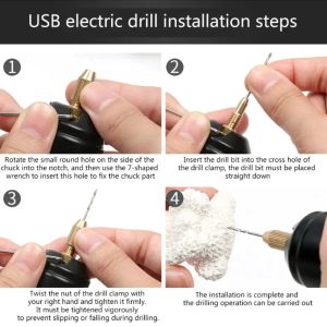 Handheld Mini Electric Drill Diy Electric USB Elektrische boorgereedschap voor epoxyhars sieraden maken Wood Craft gravure pen Gereedschap