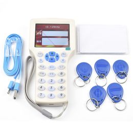 Handheld Rfid NFC card Copier Reader Writer cloner with screen+5Pcs 125khz Writable tag+5Pcs 13.56mhz UID Changeable Card