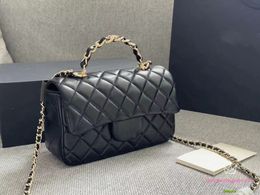 Bolso cuadrado pequeño para mujeres mango de diamantes de oveja de piel de oveja Cf mini cadena de diamantes bolsos de cuerpo cruzado bolsos de lujo de lujo bolsas para aletas de mano billetera