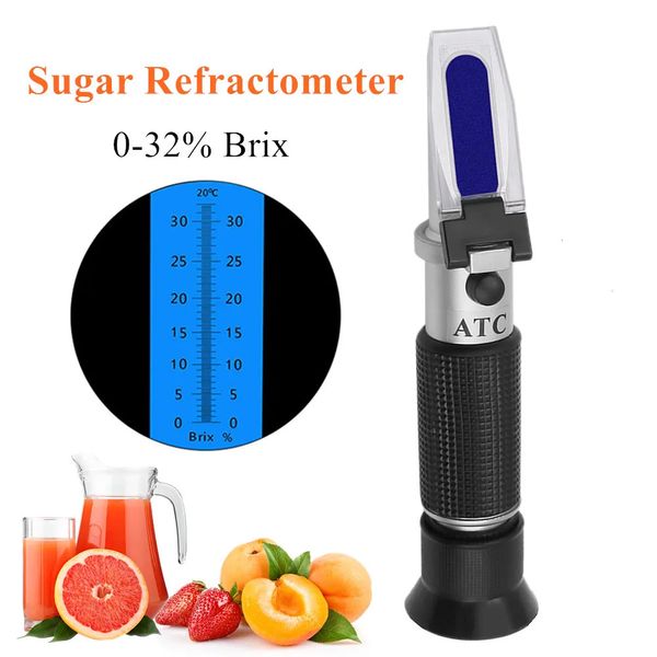 Réfractomètre à sucre portatif Densimètre 0-32% Brix Dispositif de test de concentration de sucre Fruits Raisins ATC dans une boîte de vente au détail 30% de réduction 231229