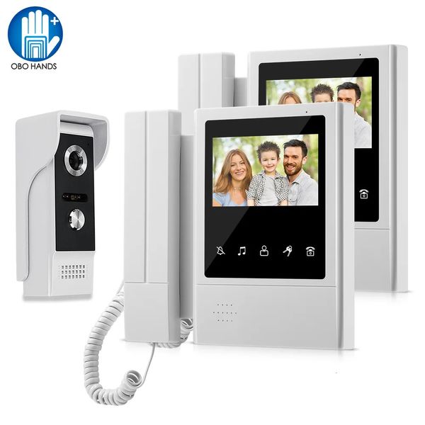 Sistema de intercomunicación con timbre de puerta con cable de mano, Monitor interior de 43 pulgadas, 700TVL, cámara para exteriores, timbre, teléfono, hogar, 240123