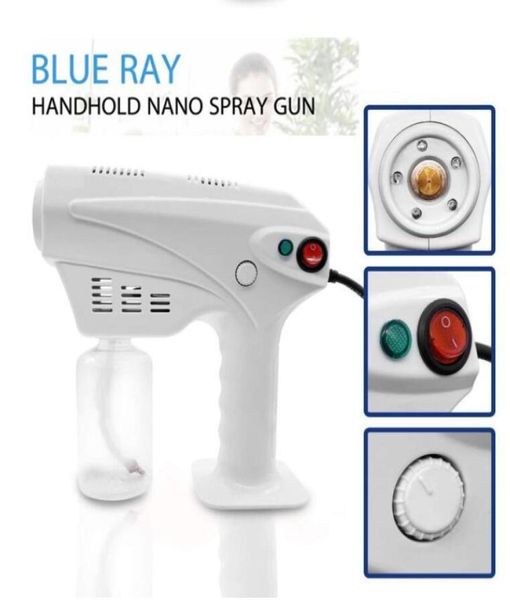 Handheld Wireless Blue Light Nano Gun Gun Atomisation Désinfection Fog Machine Hair Spray Machine Machine de nettoyage Ménage CCA124698592