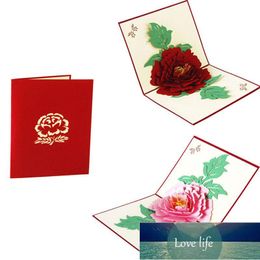 Handwerk 3D-up wenskaarten Pioen verjaardag Valentine bloem Moederdag Kerst uitnodiging kaart fabriek prijs expert ontwerp kwaliteit Nieuwste stijl origineel
