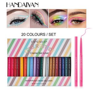 Handiyan 20 kleurrijke eyeliner set waterdichte oog voering geschenk sets roteren crème langdurige ogen make-up