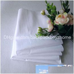 Mouchoir en gros blanc couleur Pure petit carré coton serviette de sueur plaine livraison directe maison jardin Textiles Ot1Cg