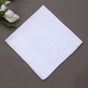 Mandkerchiefs 3 hommes et femmes Handles de coton White Classic Hanks Jacquard Pocket Square Towel DIY PEINTURE2405