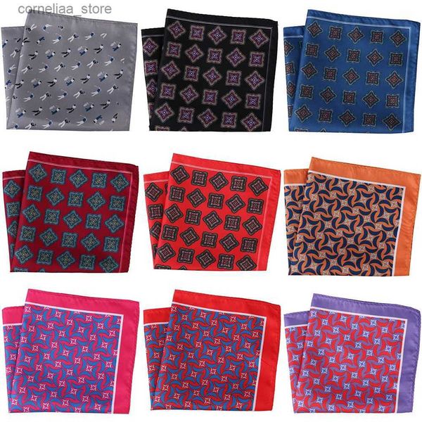 Mouchoirs 30x30cm Mens Pocket Square Hanky Mens Prix Polka Dot Fleur Mens Set Poitrine Serviette Grande Poignée De Mariage Y240326