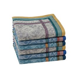 Mouchoirs 6 PCs Mode Carré Mouchoir Pour Hommes Messieurs Classique Vintage Jacquard Poche Coton Serviette Pour L'année Cadeau De Noce 230717