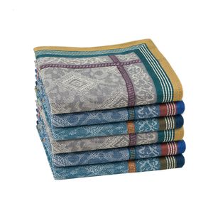 Zakdoeken 6 Stuks Mode Vierkante Zakdoek Voor Mannen Heren Klassieke Vintage Jacquard Zak Katoenen Handdoek Jaar Geschenk Bruiloft 230605