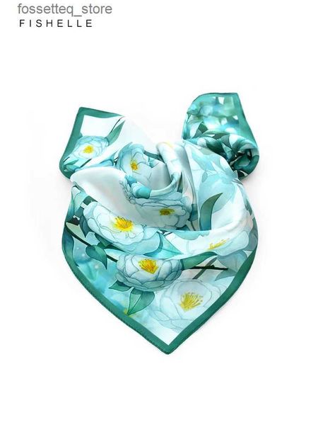 Mouchoirs Style chinois camélia blanc imprimé foulards en soie naturelle vraie soie petits foulards carrés femme mouchoir femmes écharpe cadeaux L240322