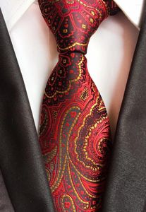 Mouchoirs classiques 8cm Paisley rouge jaune or cravates en soie hommes cravate jacquard tissé pour hommes costume de mariage fête d'affaires Gravatas