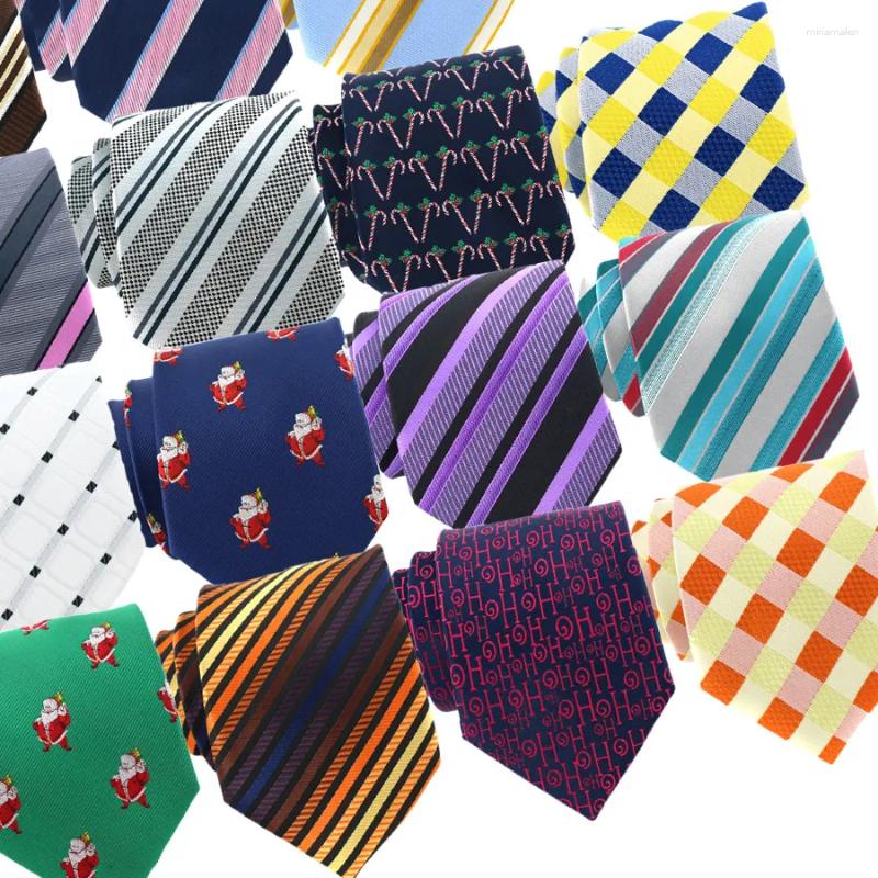 Handkerchiefs Fashion Classic 8cm Christmas Ties Men Gravatas Jacquard Woven Necktie Plaid Checks Stripes Neckwear Wedding Party Neck