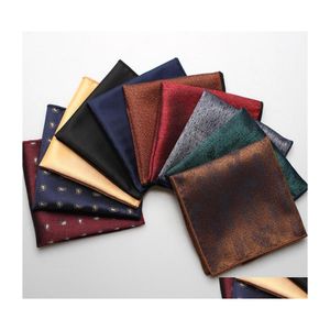 Zakdoeken modeontwerp heren pocket square zakdoek dot kist hankies voor bruiloft mannen passen hanky kisten handdoek 23x23cm druppel otnmd