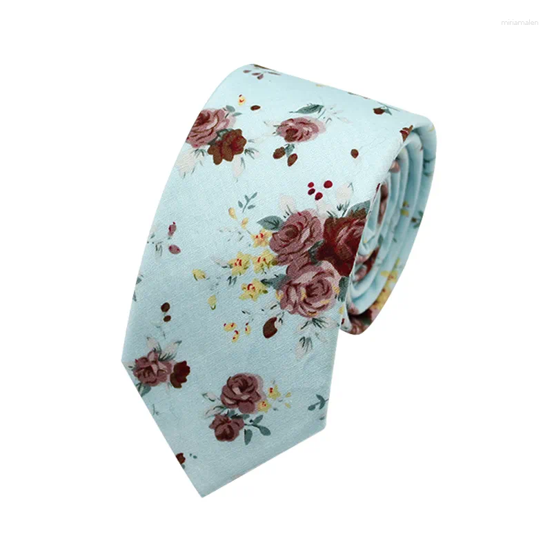 Taschentücher Mode Männer Floral Krawatte Baumwolle Schmale Und Dünne Casual Krawatten Für Hochzeit Party Bräutigam Himmel Blau Blume Frauen