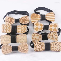 Pañuelos Moda Weeastern Madera Elegante Bow Ties Hecho a mano Mariposa Fiesta de boda Corbata única de madera para hombre Niños