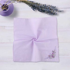 Mouchoirs à la mode poignée de poche brodée femmes fleur Hanks 13x13 pouces grand bandage haute serviette de poche absorbante expédition directe Y240326