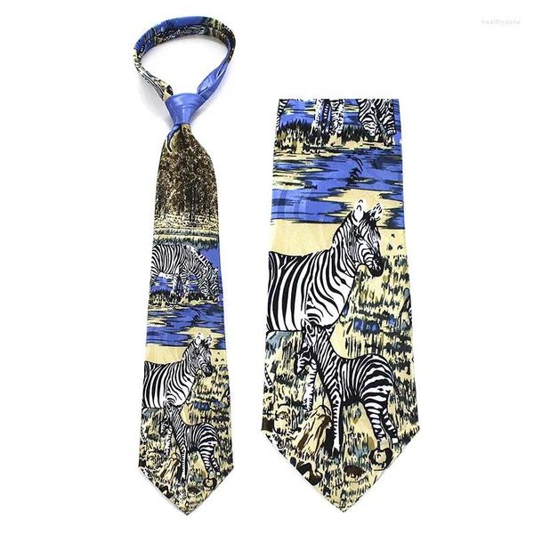 Pañuelos JEMYGINS Diseño original Seda Impreso Corbata Música Leopardo Cebra Tigre América Bandera Cuello Novedad Animal 4 pulgadas Corbata para hombres