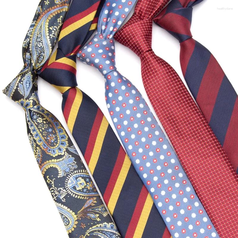 Handkerchiefs Men Tie England Style Stripes Skinny Ties JACQUARD WOVEN Men's Fashion Neck 6cm Business Wedding Bowtie Male Dress Necktie