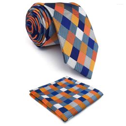 Mouchoirs S17 cravates multicolores à carreaux pour hommes cravate en soie 63 "6 cm Extra Long