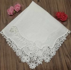 Mouchoirs Ensemble de 12 Mode Blanc Lin Serviette De Table Serviettes De Thé Fleurs Crochet Dentelle Garnitures Dîner 12x12 Pouces 230519