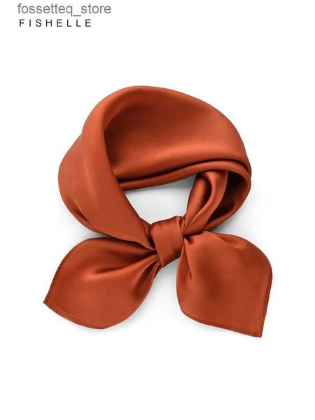 Mouchoirs Couleur unie rouille rouge soie naturelle petit carré foulard véritable foulards en soie femmes écharpe Hijabs pour femme printemps automne mouchoir L240322