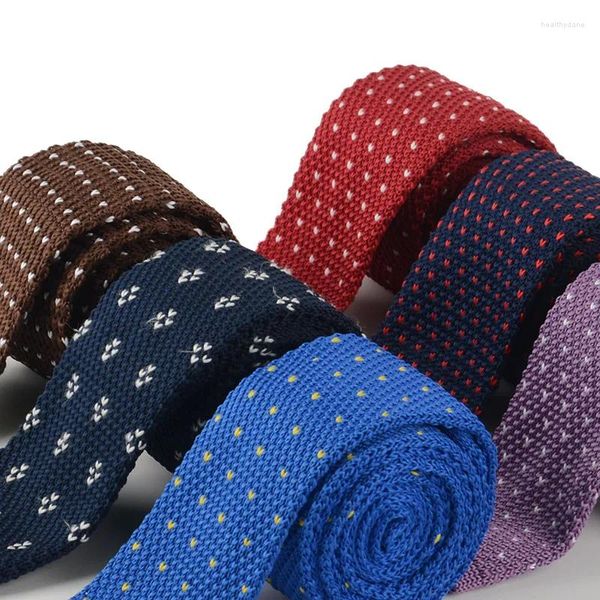 Mouchoirs TieSet Costumes pour hommes Cravate en tricot Cravate unie pour la fête de mariage Tuxedo Heart Dots tissé Skinny Gravatas Cravats Accessoires T-172