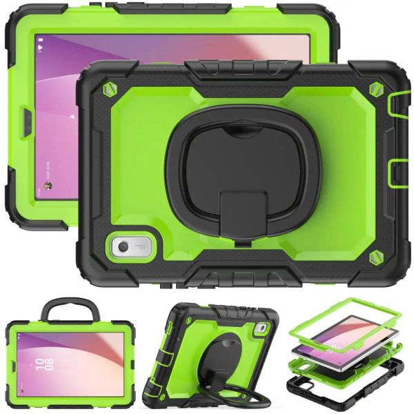 Funda con armadura giratoria con empuñadura para Lenovo Tab M9 K9 de 9,0 pulgadas TB-310, funda para tableta resistente y resistente a los golpes, segura para niños, con correa para el hombro y película PET para pantalla