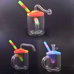 Poignée narguilé verre brûleur à mazout Bong 10mm femelle fumer conduites d'eau épais Pyrex Heady recycleur Dab Rig Ashcatcher Bongs avec tuyau de brûleur à mazout en verre mâle moins cher