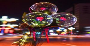 Manejar el globo LED con palos Luminoso Transparente Ramo de rosas Globos Decoraciones para fiesta de cumpleaños de boda Globo de luz LED 7627406