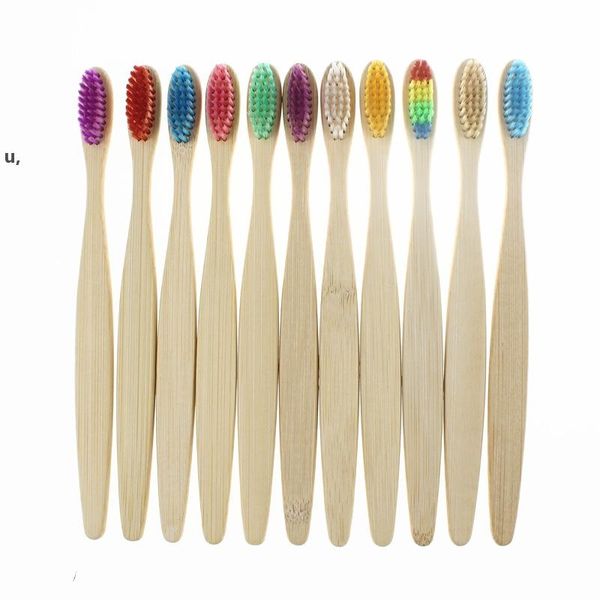 Poignée brosse à dents en bambou naturel arc-en-ciel coloré blanchissant brosses à dents à poils souples soins bucco-dentaires écologiques à poils souples RRA11163