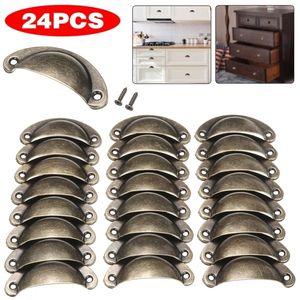 Handles Pulls 24 Pcs Antique Shell Pull Vintage Cabinet Knob for Cupboard Door Drawer Furniture Hardware Home 221007