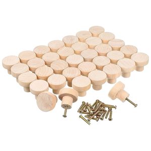 Handgrepen trekt 35x25 mm 122036 pcs houten ronde trekknoppen natuurlijke houten kastlade garderobe kast schoenendoos home accessoire 221007