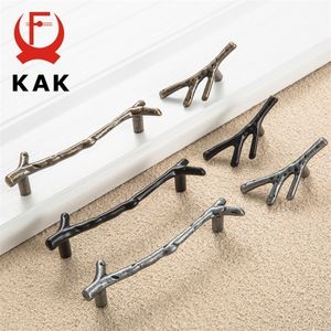 Handles Pulls KAK 10pcs Tree Branch Furniture Handle 96mm 128mm Black Silver Bronze Kitchen Cabinet Drawer Knobs Door Hardware 221007