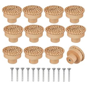 Handles Pulls Wooden Handles Beech Rattan Drawer Knobs Wardrobe Furniture Handle Kitchen Cupboard Door Handle Dresser Pulls Furniture Hardware 230602