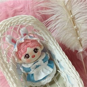 Handgemaakte 10 cm poppenkleding Maid Dress Hoofdband schort Kpop Plush Dolls Outfit Toys Baby Accessoires Cos Suit 220816