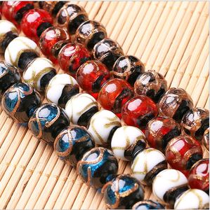 Cuentas redondas de murano hechas a mano para hacer collares y pulseras, 12mm, 14mm, 16mm, 20mm, piedra de arena dorada, cuentas de cristal Vintage, venta en China