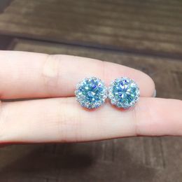 Fait à la main 1ct aigue-marine cz boucle d'oreille 100% réel 925 bijoux en argent sterling fiançailles boucles d'oreilles de mariage pour les femmes cadeau de mariée