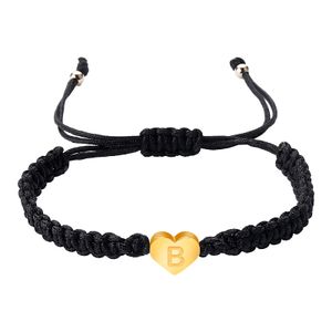 Handgemaakte 26 letter armband zwart rode draad koord touw vrouwen mannen initialen naam verstelbare armbanden statement paar sieraden cadeau