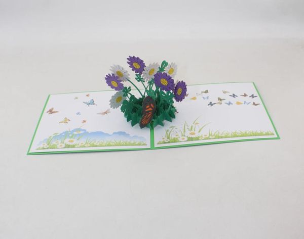 Cartes de vœux de fleurs Pop UP 3D faites à la main, carte postale d'invitation en papier de remerciement pour maman, enseignant, fournitures de fête festive6776170