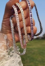 Bracelets à la main 925 Silver 4 mm Créé des bracelets Moisanite pour femmes Bijoux de pierres précieuses de mariage de fiançailles Men Femme Cinq styles8926949