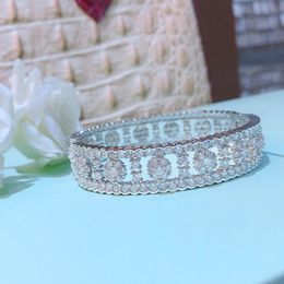 Fait à la main 925 Sterling Silver Bangle Diamond Party Bracelets de fiançailles bracelets pour femmes Complices de mariage nuptiale