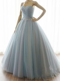 Handgemaakte A-lijn Lange Quinceanera Jurken 2020 Puffy Floor Length Tulle Applicaties Sweet 16 Lange Avond Party Prom Toga Vestidos de 15 Anos