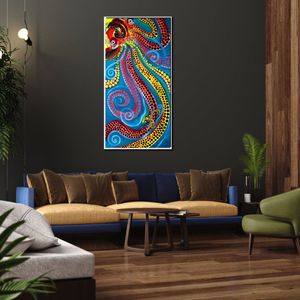 Handgemaakt abstract olieverfschilderij op canvas Octopus levendige kunst aan de muur meesterwerk voor kantoor
